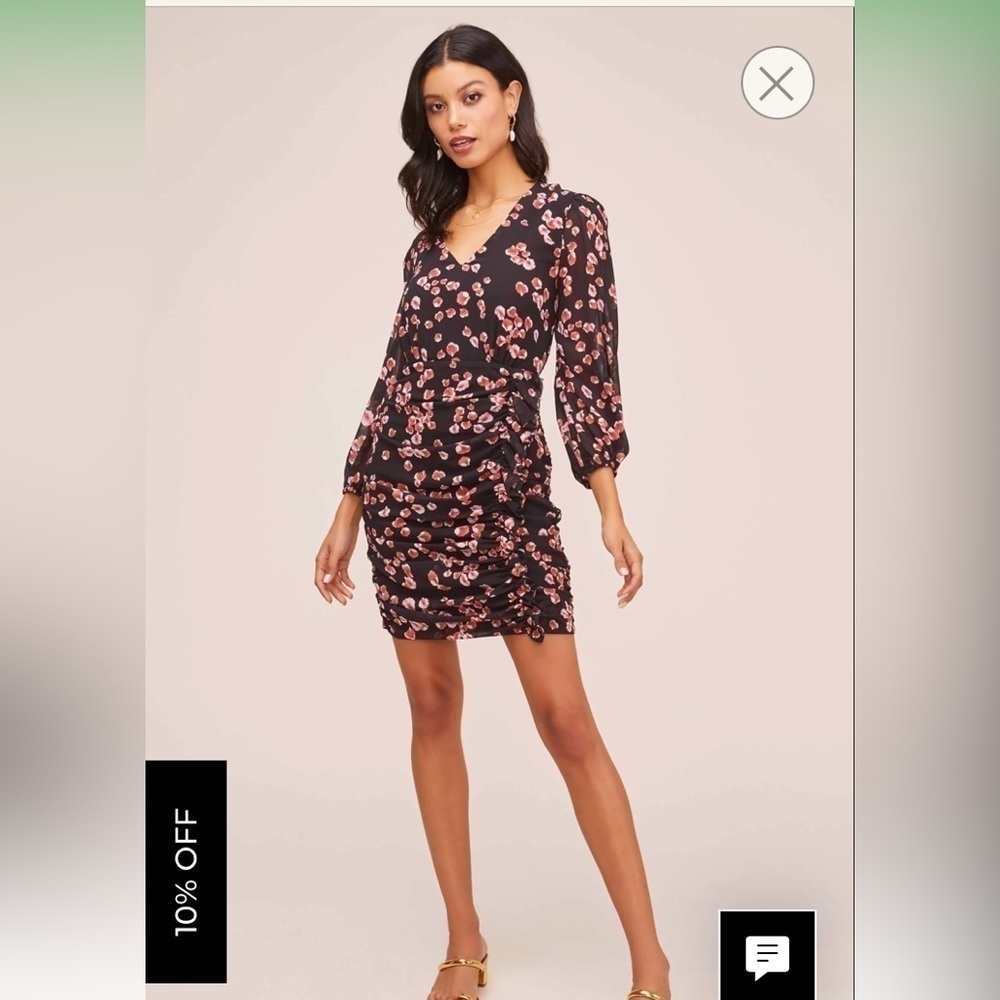 ASTR the Label black shirred long sleeve mini dress